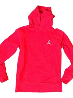 Jordan Kids Red Pullover Hoodie with White Jumpman Size Small 8-10 y